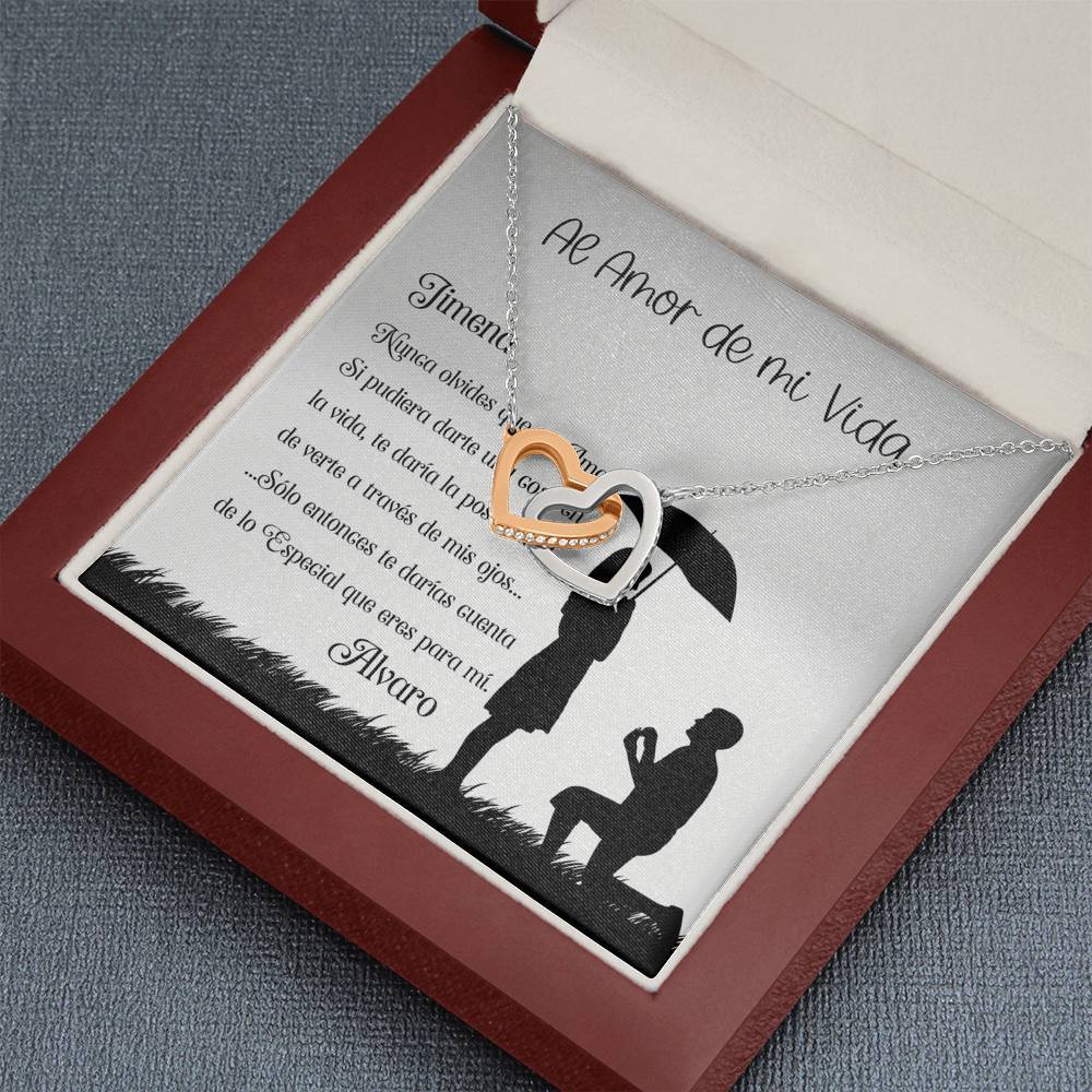 El mejor regalo para el Amor de tu vida - Collar de Dos corazones Interconectados - Personaliza la tarjeta con los nombres. Jewelry 