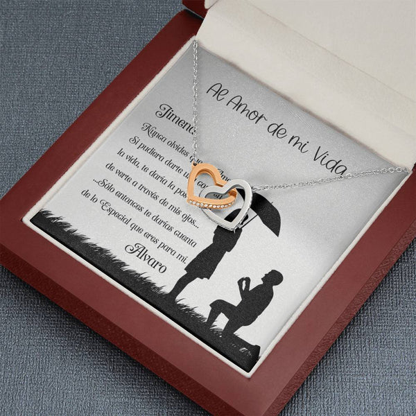 El mejor regalo para el Amor de tu vida - Collar de Dos corazones Interconectados - Personaliza la tarjeta con los nombres. Jewelry 