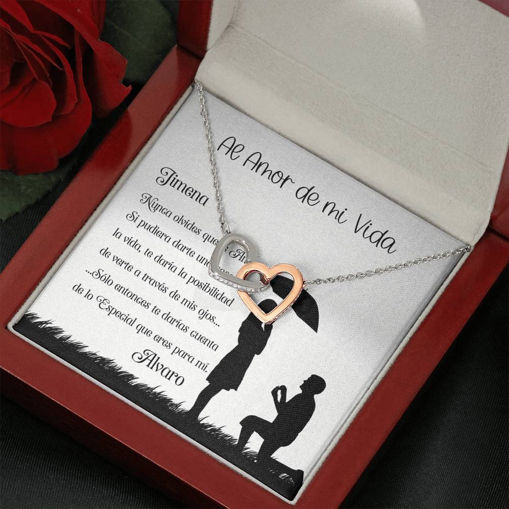 El mejor regalo para el Amor de tu vida - Collar de Dos corazones Interconectados - Personaliza la tarjeta con los nombres. Jewelry ShineOn Fulfillment 