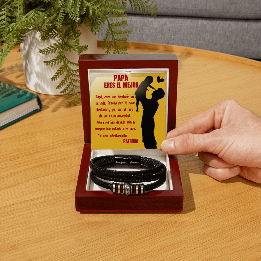 El Mejor Regalo para el Mejor Papá del Mundo - Brazalete para Hombre Eterno Amor - Nuevo Producto Jewelry ShineOn Fulfillment Caja de Lujo c/LED 