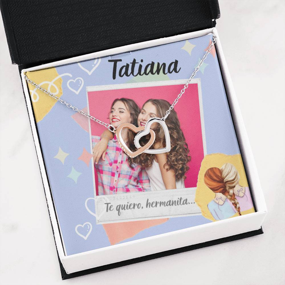 El mejor regalo para tu Hermana - Collar 2 corazones con tarjeta y caja de regalo Jewelry 
