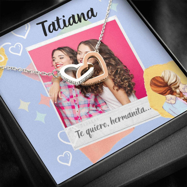El mejor regalo para tu Hermana - Collar 2 corazones con tarjeta y caja de regalo Jewelry 