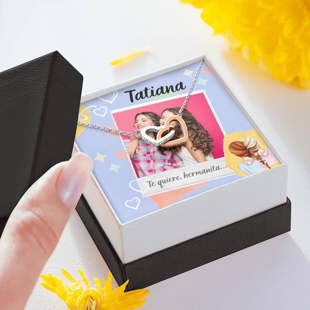 El mejor regalo para tu Hermana - Collar 2 corazones con tarjeta y caja de regalo Jewelry 