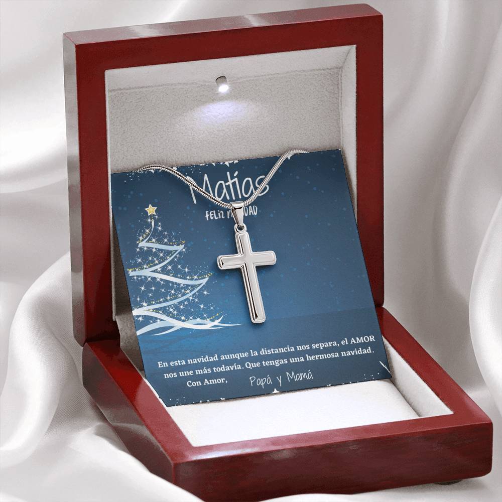 El mejor regalo para tu Hijo en esta navidad. Collar con Cruz y tarjeta personalizada. Jewelry ShineOn Fulfillment 