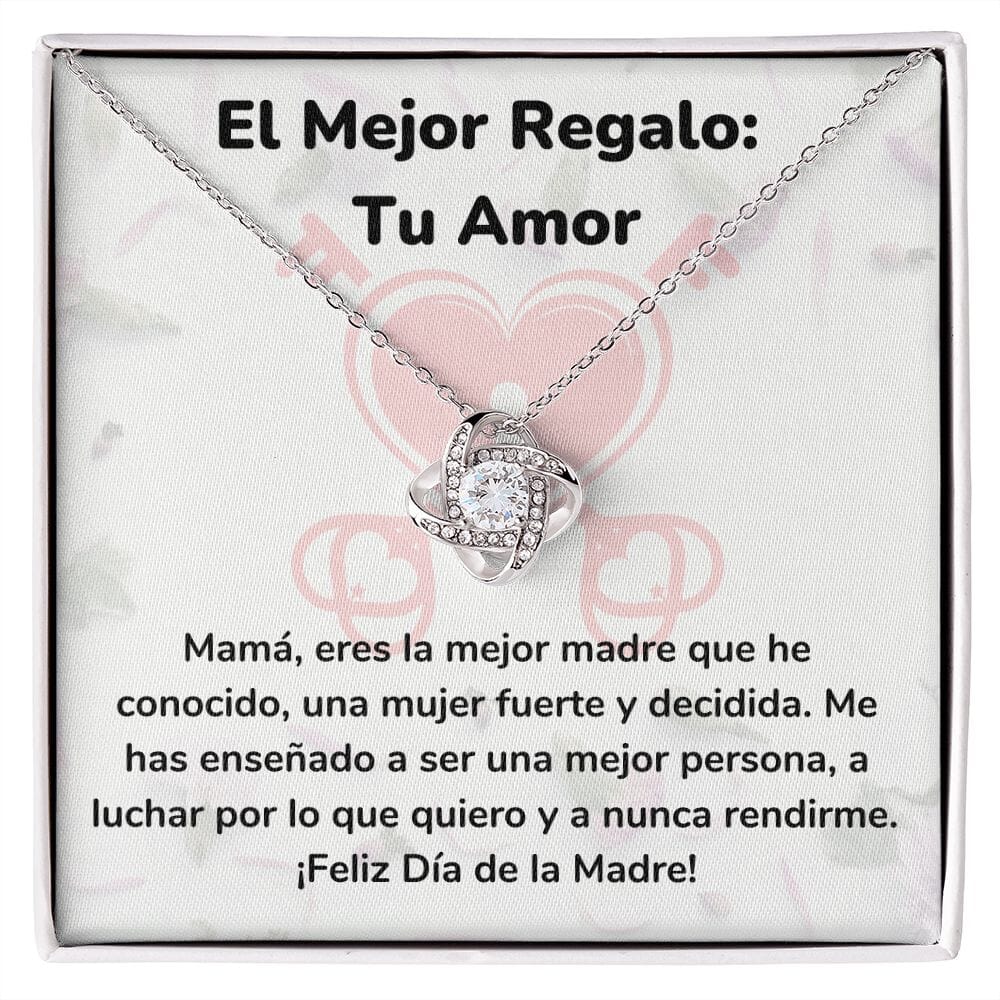 El Mejor Regalo: Tu Amor Collar Para Mamá Nudo de Amor (LoveKnot) Jewelry/LoveKnot Acabado en oro blanco de 14 k Cajita Estándar (GRATIS) 