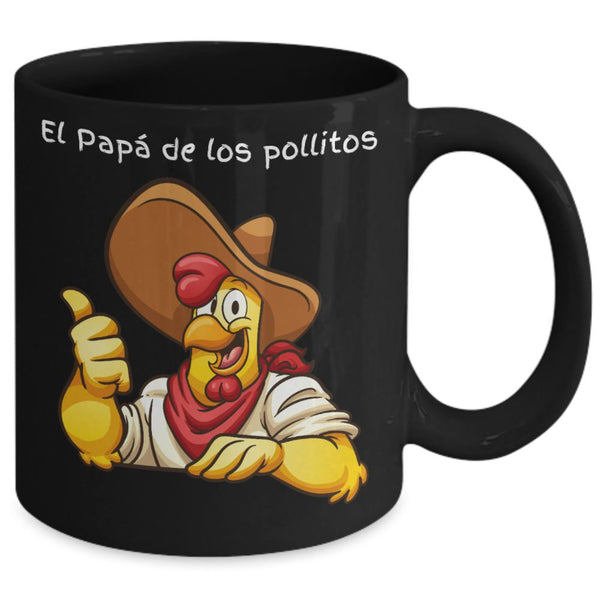 El Papá de los Pollitos Taza Negra 11oz y 15oz Coffee Mug Regalos.Gifts 