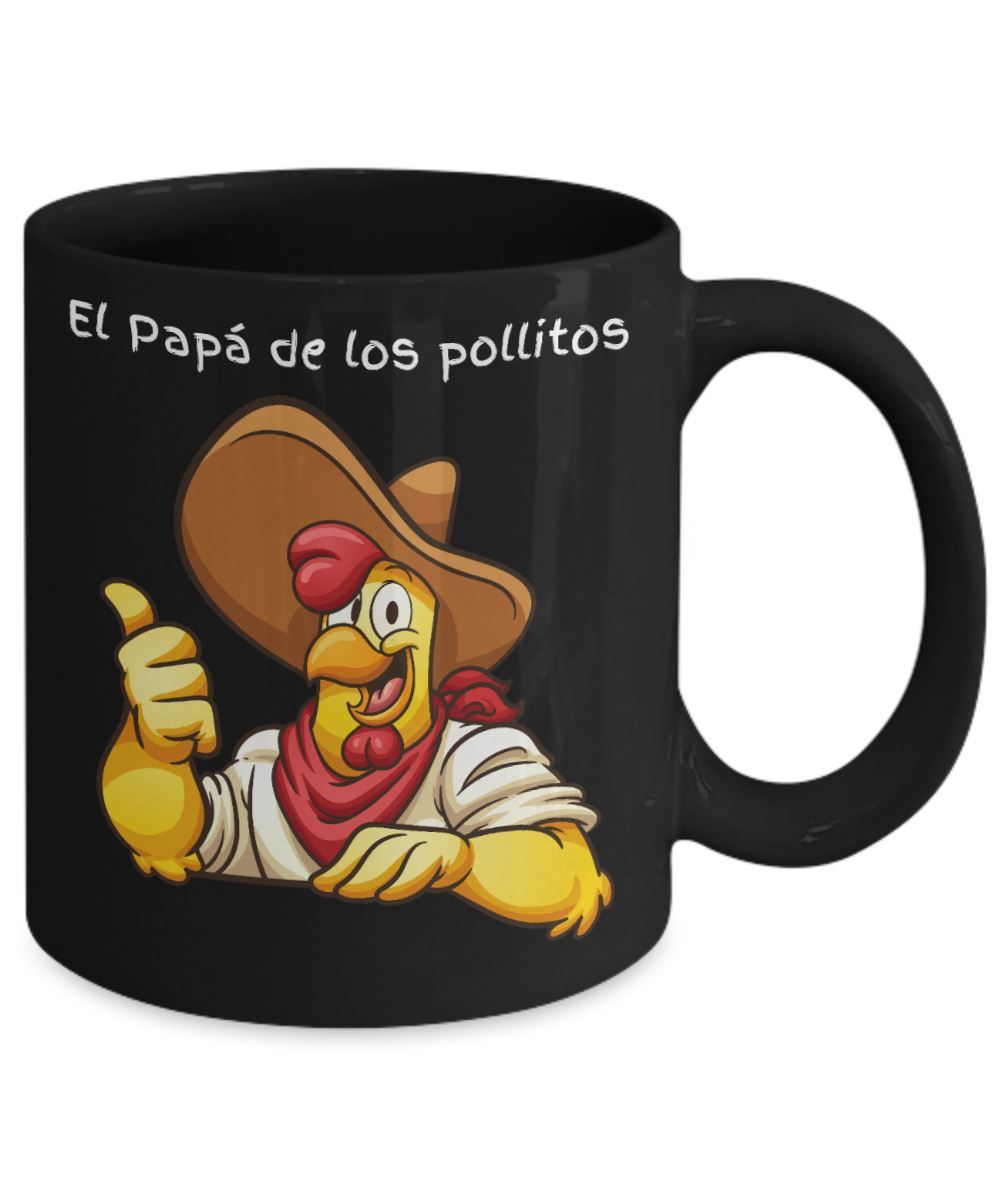 El Papá de los Pollitos Taza Negra 11oz y 15oz ( Personalizada..) Coffee Mug Regalos.Gifts 