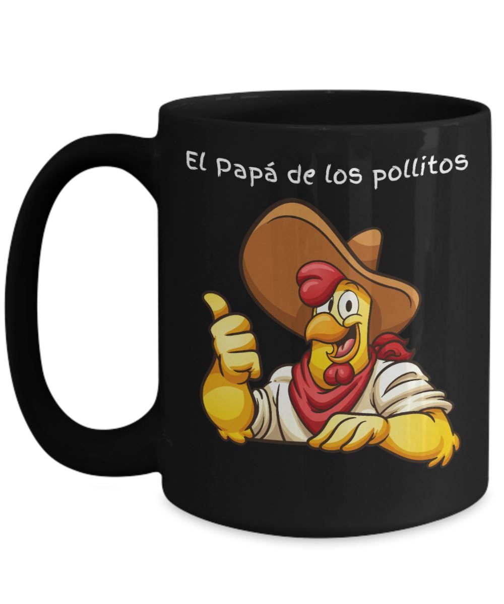 El Papá de los Pollitos Taza Negra 11oz y 15oz ( Personalizada..) Coffee Mug Regalos.Gifts 15oz Mug Black 