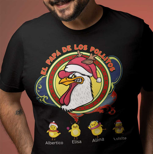 El Papá, La Mamá, El Abuelo, La Abuela, El Tío ,La Tía de los Pollitos Navidad 2022 - Unisex Jersey Short Sleeve Tee shirt T-Shirt Black S 