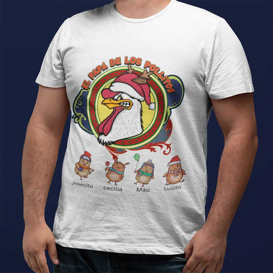 El Papá, La Mamá, El Abuelo, La Abuela, El Tío ,La Tía de los Pollitos Navidad 2022 - Unisex Jersey Short Sleeve Tee shirt T-Shirt White S 