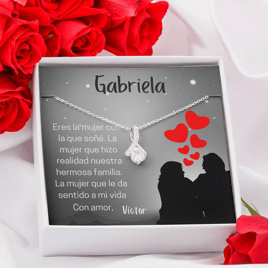 El regalo para enamorar más a la mujer de tu vida - Collar Lazo con piedra - personaliza la tarjeta y enamórala más Jewelry 