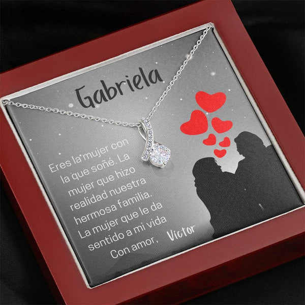 El regalo para enamorar más a la mujer de tu vida - Collar Lazo con piedra - personaliza la tarjeta y enamórala más Jewelry Caja de Lujo de Madera con Luz Mahogany 