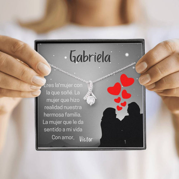 El regalo para enamorar más a la mujer de tu vida - Collar Lazo con piedra - personaliza la tarjeta y enamórala más Jewelry 