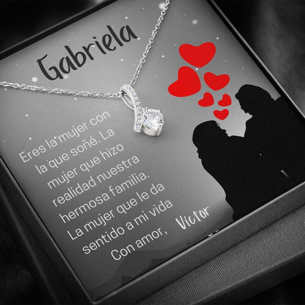 El regalo para enamorar más a la mujer de tu vida - Collar Lazo con piedra - personaliza la tarjeta y enamórala más Jewelry 