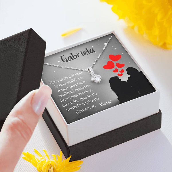 El regalo para enamorar más a la mujer de tu vida - Collar Lazo con piedra - personaliza la tarjeta y enamórala más Jewelry 