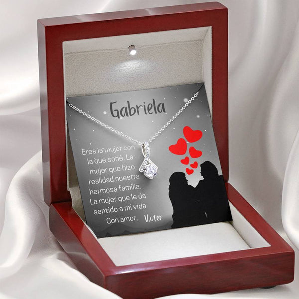 El regalo para enamorar más a la mujer de tu vida - Collar Lazo con piedra - personaliza la tarjeta y enamórala más Jewelry 