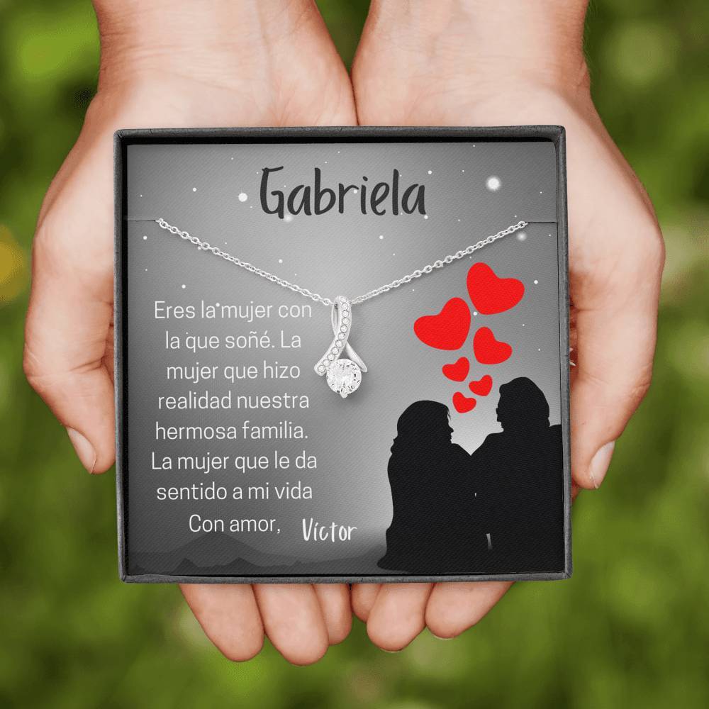 El regalo para enamorar más a la mujer de tu vida - Collar Lazo con piedra - personaliza la tarjeta y enamórala más Jewelry 