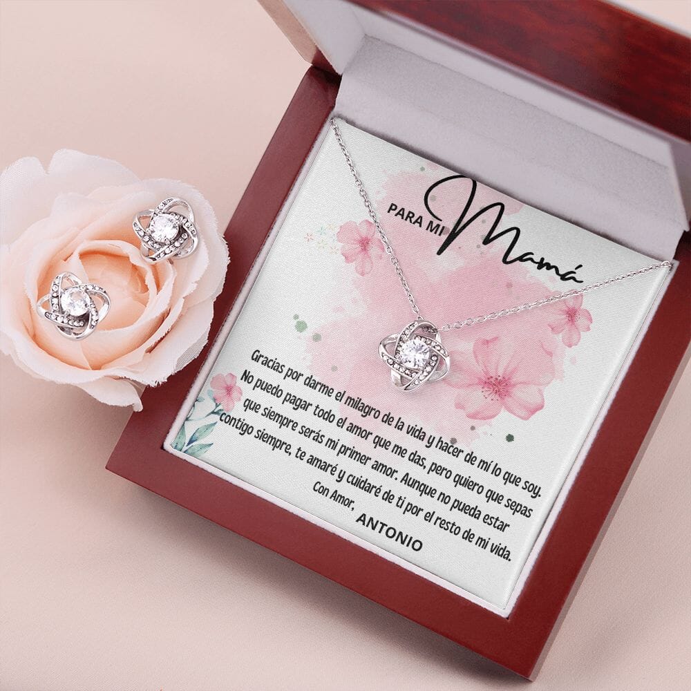 ¡El regalo perfecto de un Hijo a su madre - Collar Personalizado Nudo de Amor con Zarcillos Jewelry ShineOn Fulfillment 