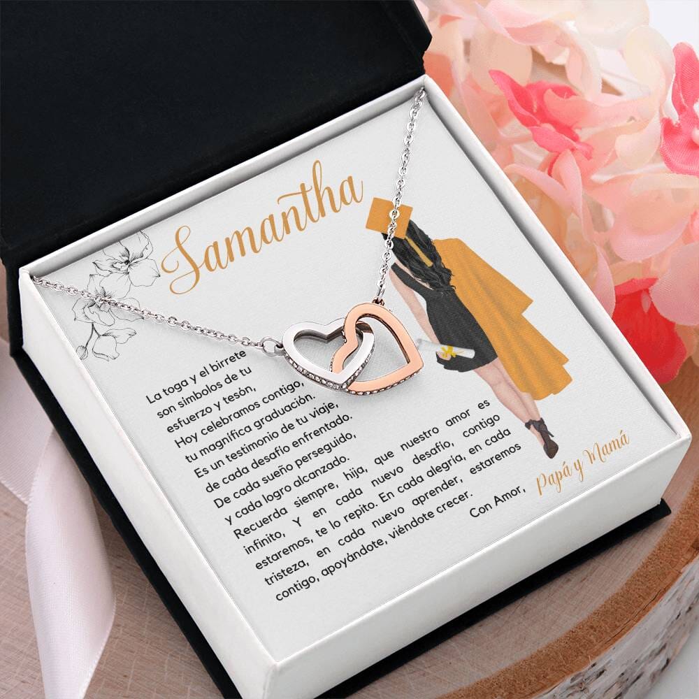 El Regalo Perfecto para Celebrar su Graduación, Collar Corazones Entrelazados con Tarjeta Personalizada Jewelry/InterlockingHearts 