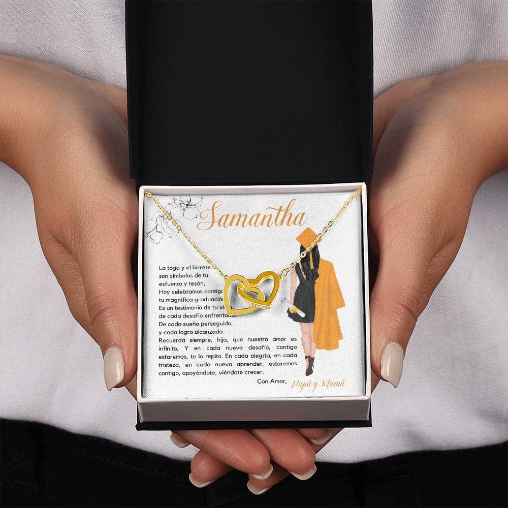 El Regalo Perfecto para Celebrar su Graduación, Collar Corazones Entrelazados con Tarjeta Personalizada Jewelry/InterlockingHearts 