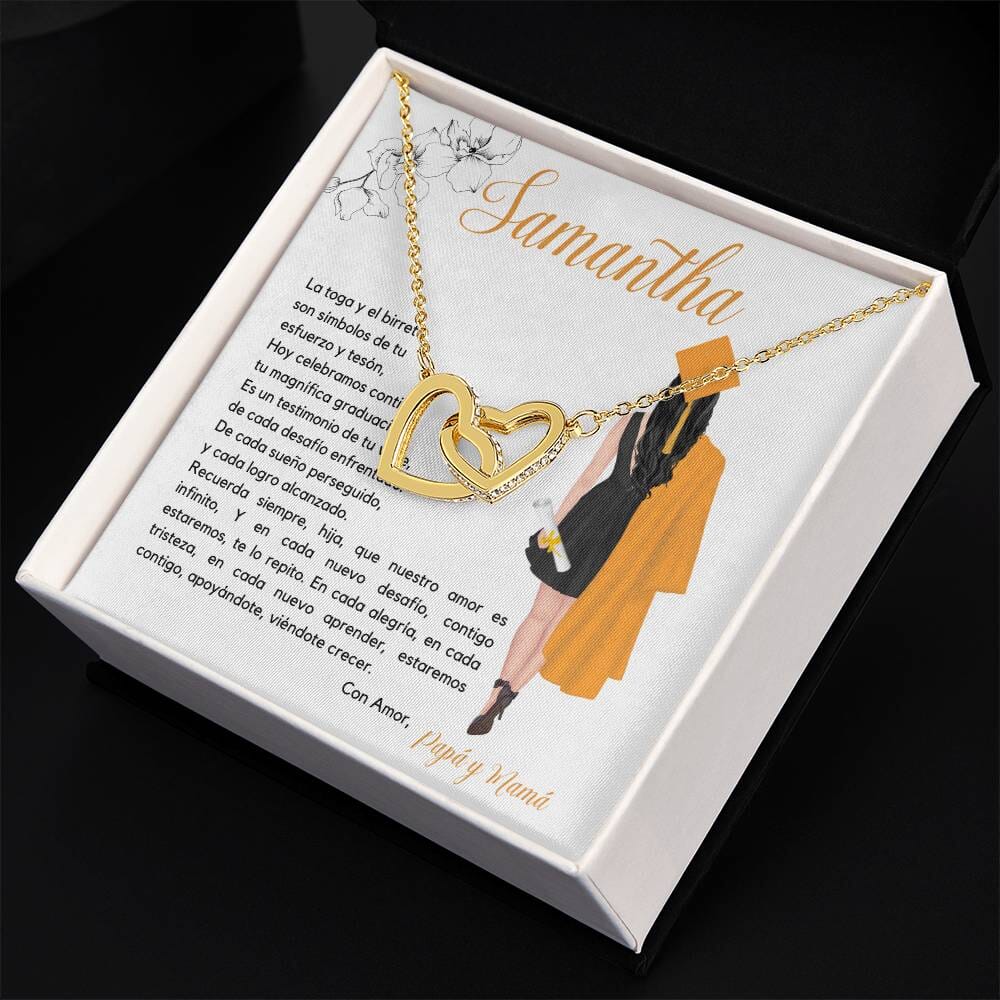 El Regalo Perfecto para Celebrar su Graduación, Collar Corazones Entrelazados con Tarjeta Personalizada Jewelry/InterlockingHearts 