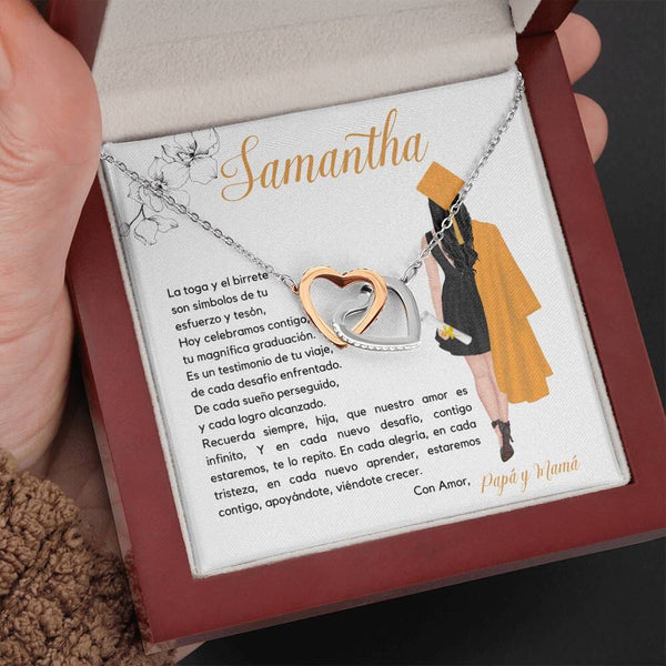 El Regalo Perfecto para Celebrar su Graduación, Collar Corazones Entrelazados con Tarjeta Personalizada Jewelry/InterlockingHearts 