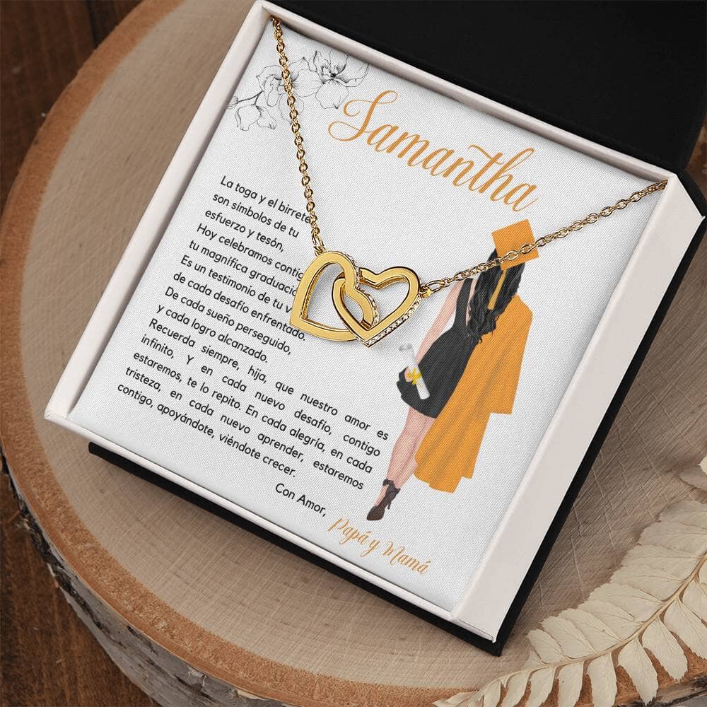 El Regalo Perfecto para Celebrar su Graduación, Collar Corazones Entrelazados con Tarjeta Personalizada Jewelry/InterlockingHearts 