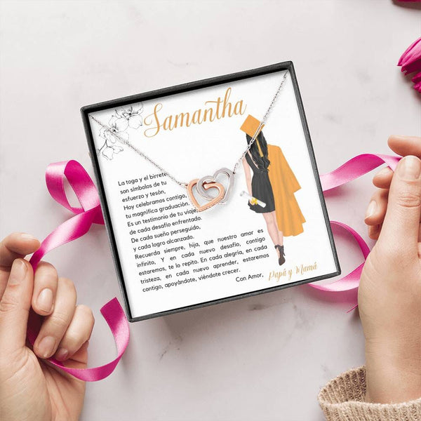 El Regalo Perfecto para Celebrar su Graduación, Collar Corazones Entrelazados con Tarjeta Personalizada Jewelry/InterlockingHearts 