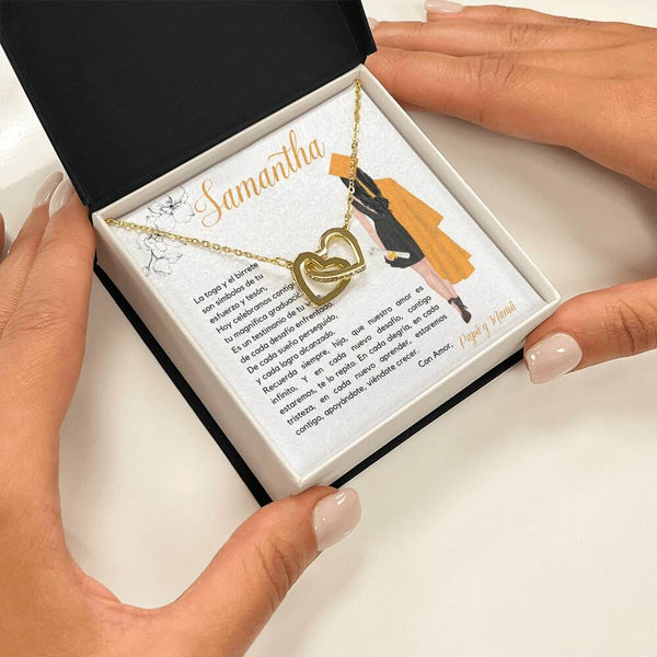 El Regalo Perfecto para Celebrar su Graduación, Collar Corazones Entrelazados con Tarjeta Personalizada Jewelry/InterlockingHearts 