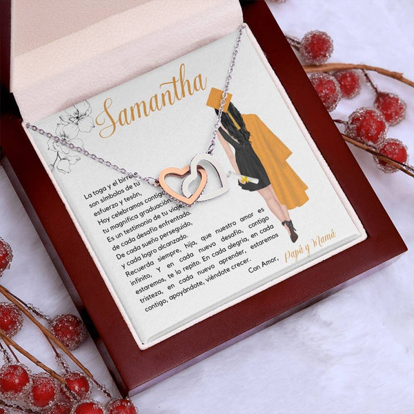 El Regalo Perfecto para Celebrar su Graduación, Collar Corazones Entrelazados con Tarjeta Personalizada Jewelry/InterlockingHearts 