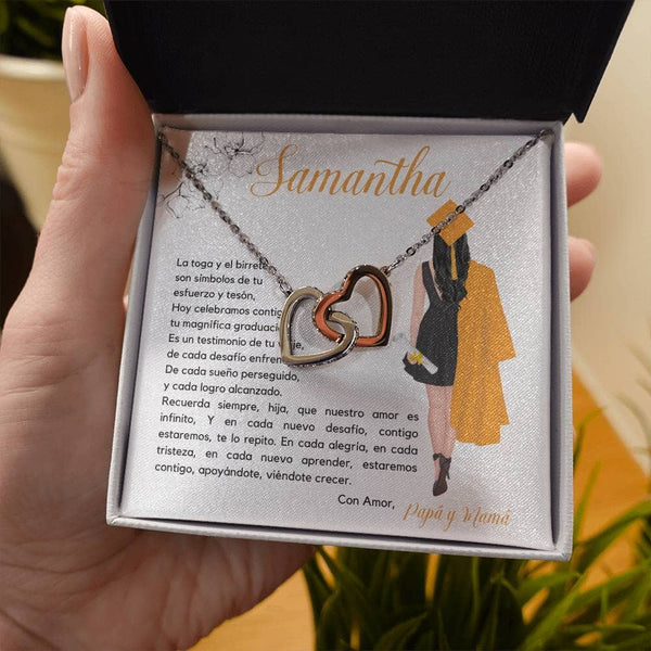 El Regalo Perfecto para Celebrar su Graduación, Collar Corazones Entrelazados con Tarjeta Personalizada Jewelry/InterlockingHearts 