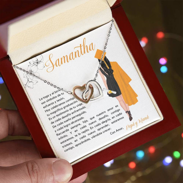 El Regalo Perfecto para Celebrar su Graduación, Collar Corazones Entrelazados con Tarjeta Personalizada Jewelry/InterlockingHearts 