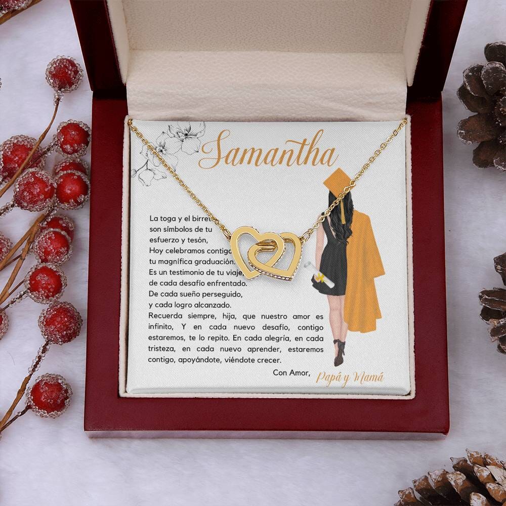 El Regalo Perfecto para Celebrar su Graduación, Collar Corazones Entrelazados con Tarjeta Personalizada Jewelry/InterlockingHearts 