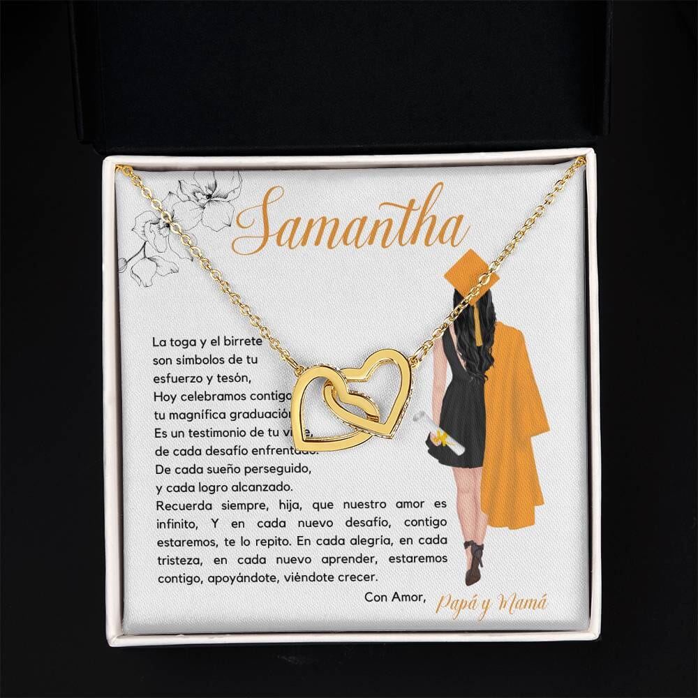El Regalo Perfecto para Celebrar su Graduación, Collar Corazones Entrelazados con Tarjeta Personalizada Jewelry/InterlockingHearts 