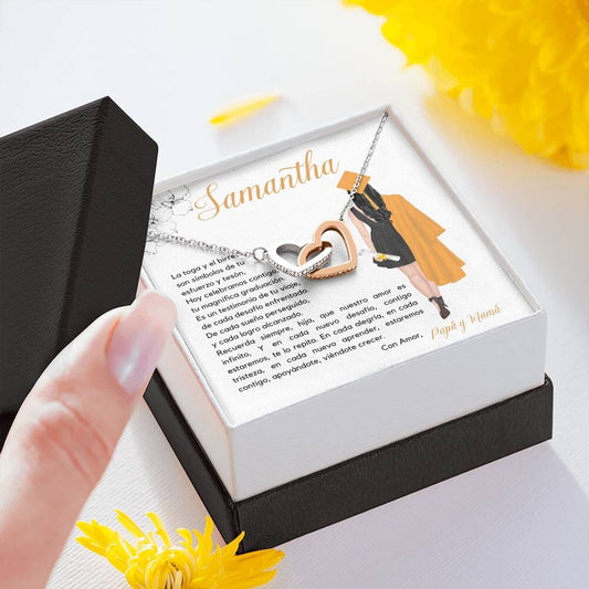 El Regalo Perfecto para Celebrar su Graduación, Collar Corazones Entrelazados con Tarjeta Personalizada Jewelry/InterlockingHearts 