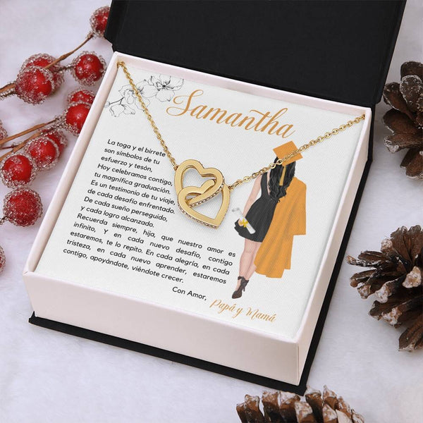 El Regalo Perfecto para Celebrar su Graduación, Collar Corazones Entrelazados con Tarjeta Personalizada Jewelry/InterlockingHearts 