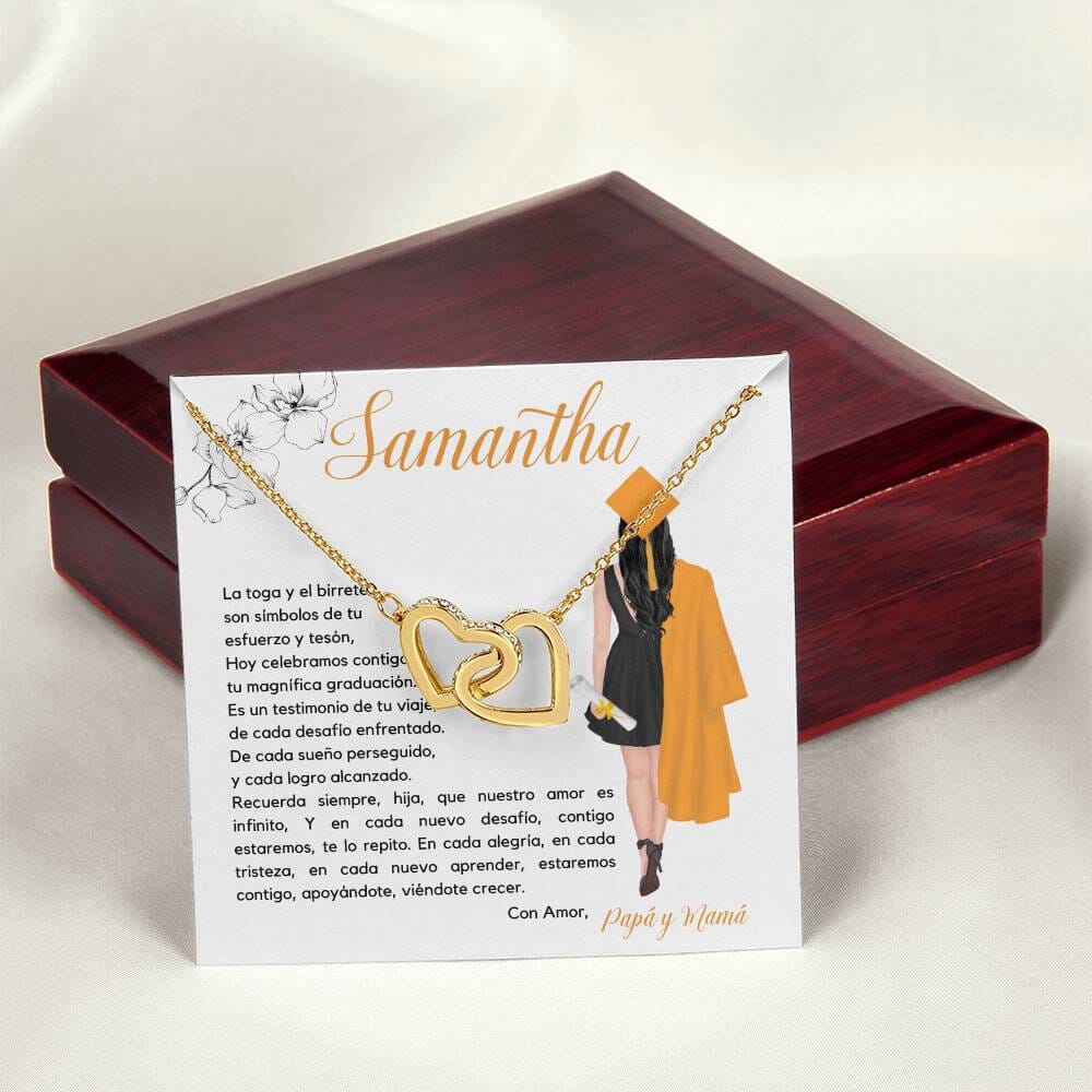 El Regalo Perfecto para Celebrar su Graduación, Collar Corazones Entrelazados con Tarjeta Personalizada Jewelry/InterlockingHearts 