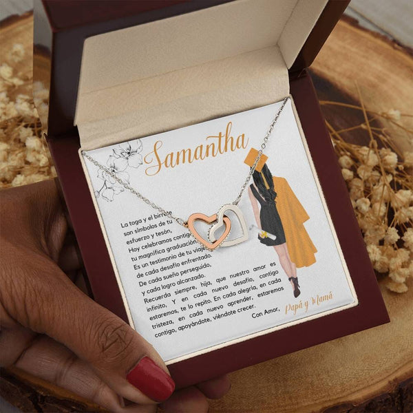 El Regalo Perfecto para Celebrar su Graduación, Collar Corazones Entrelazados con Tarjeta Personalizada Jewelry/InterlockingHearts 