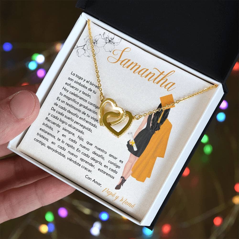 El Regalo Perfecto para Celebrar su Graduación, Collar Corazones Entrelazados con Tarjeta Personalizada Jewelry/InterlockingHearts 
