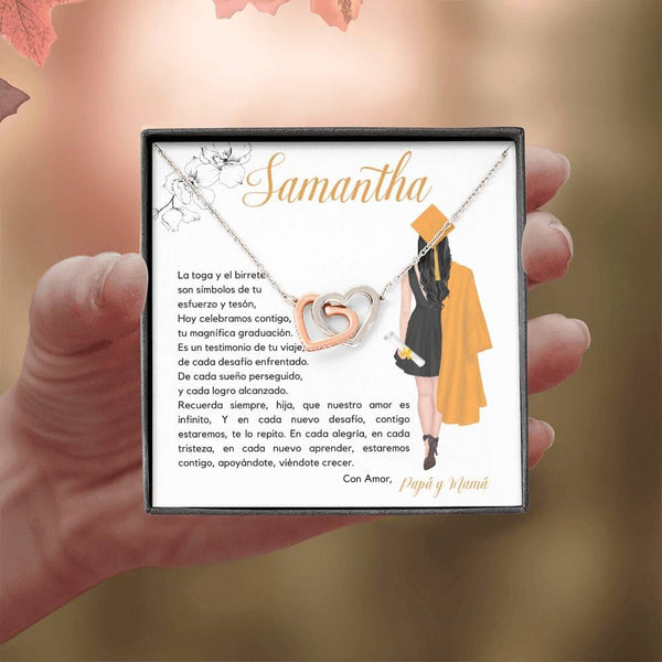 El Regalo Perfecto para Celebrar su Graduación, Collar Corazones Entrelazados con Tarjeta Personalizada Jewelry/InterlockingHearts 