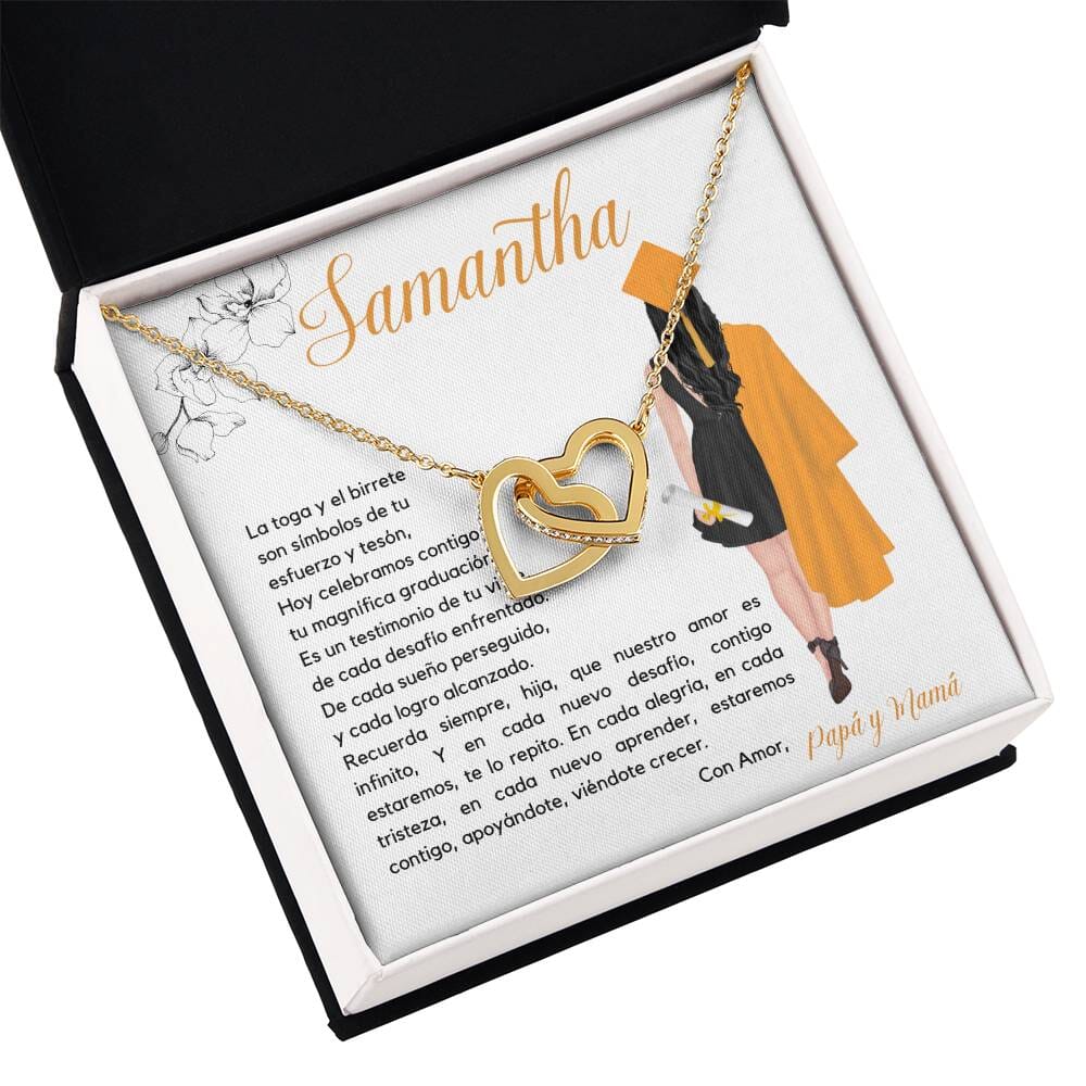 El Regalo Perfecto para Celebrar su Graduación, Collar Corazones Entrelazados con Tarjeta Personalizada Jewelry ShineOn Fulfillment 