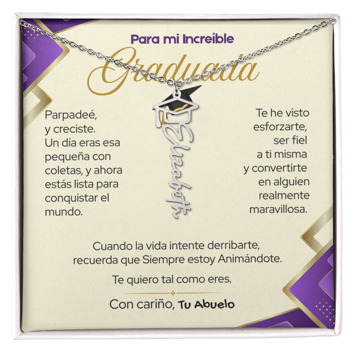 El Regalo que Guarda un Momento Inolvidable - Collar de Graduación para Ella (nieta, hija, hermana, sobrina...) Jewelry/NameNecklace Acero inoxidable pulido Caja de Regalo incluida 