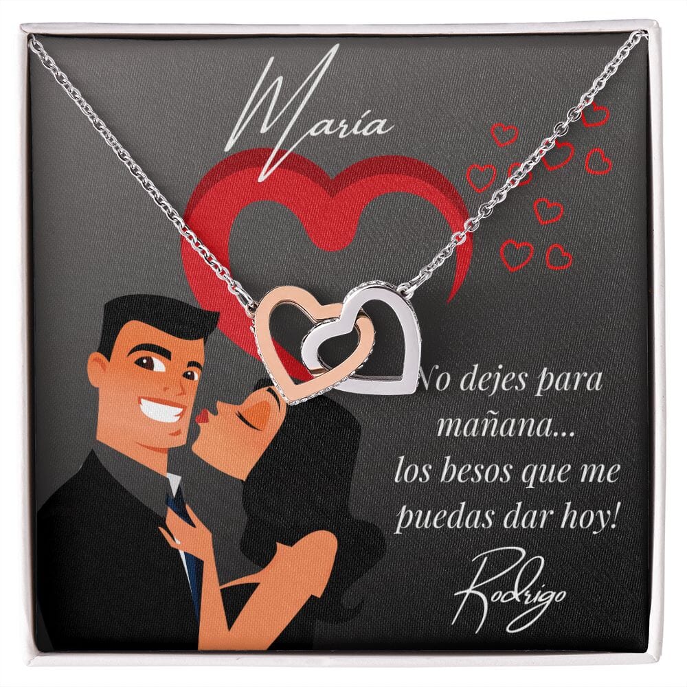 El regalo que tu pareja merece y con un mensaje que te conviene - No dejes para mañana… Collar 2 corazones con Tarjeta para enamorarla más. Jewelry Caja de Regalo Estándar 
