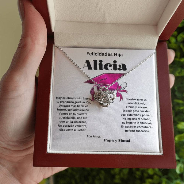 El Vínculo Infinito: Un Abrazo Eterno en su Graduación Jewelry/LoveKnot Acabado en oro blanco de 14 k Luxury Box 