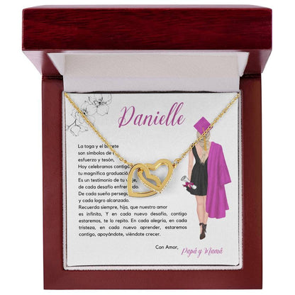 Encanto de Graduación: Collar Corazones Entrelazados con Emotiva Tarjeta Jewelry/InterlockingHearts Acabado en Oro Amarillo de 18 quilates Luxury Box 