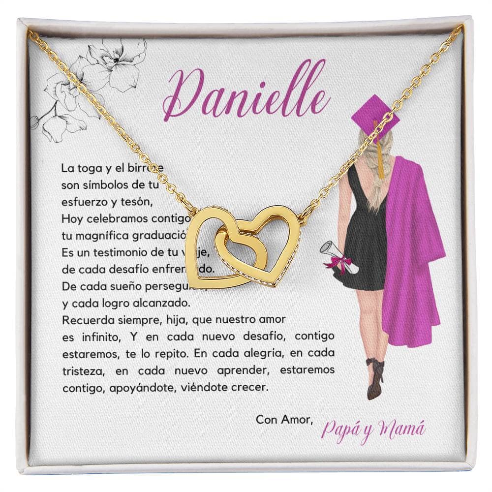Encanto de Graduación: Collar Corazones Entrelazados con Emotiva Tarjeta Jewelry/InterlockingHearts Acabado en Oro Amarillo de 18 quilates Standard Box 