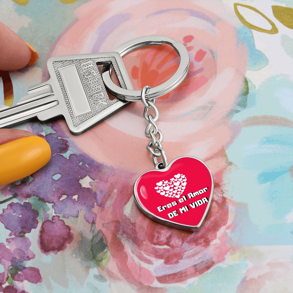 Eres el Amor de mi Vida - Llavero Corazón Jewelry ShineOn Fulfillment Graphic Heart Keychain (Silver) Yes 