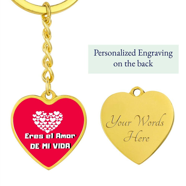 Eres el Amor de mi Vida - Llavero Corazón Jewelry ShineOn Fulfillment Graphic Heart Keychain (Gold) Yes 