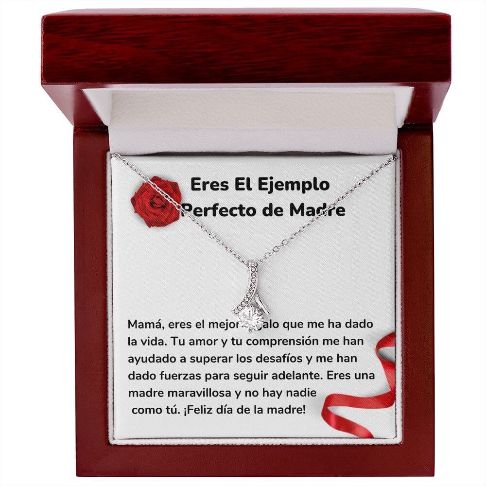 Eres El Ejemplo Perfecto de Madre Collar Belleza Seductora (Alluring Beauty) Para Mamá Jewelry ShineOn Fulfillment Acabado en oro blanco de 14 k Luxury Box 