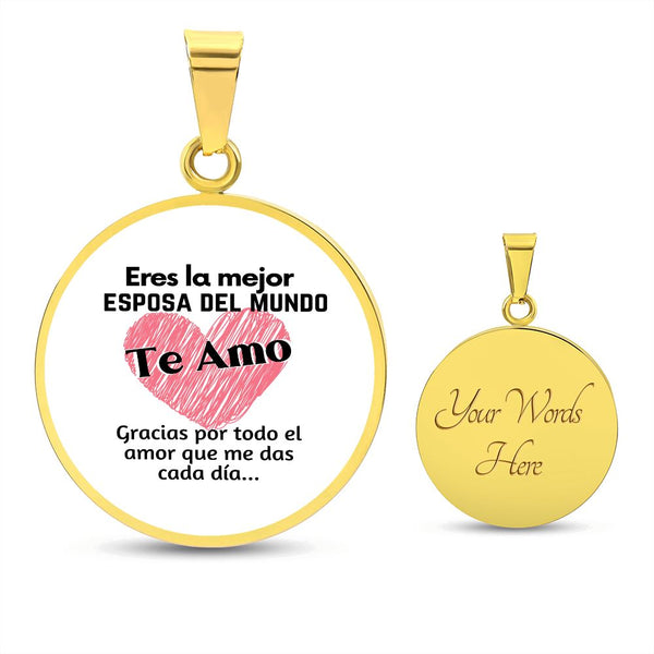 Eres la Mejor Esposa del Mundo - Collar redondo para esposa Jewelry ShineOn Fulfillment Luxury Necklace (Gold) Yes 